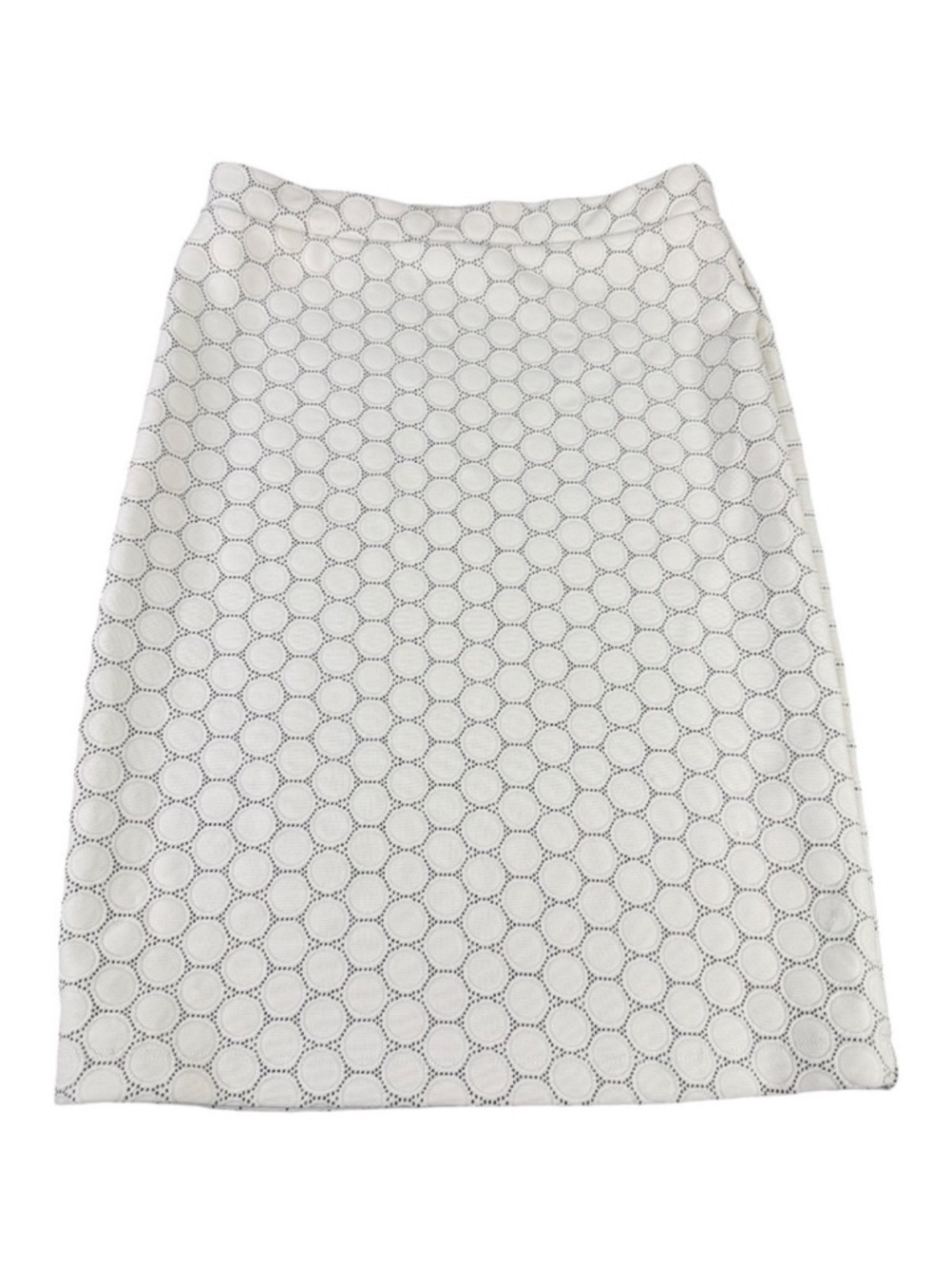 Leota Tabitha Pencil Skirt Ivory Black Dot Jacquard Stretch Women's Small